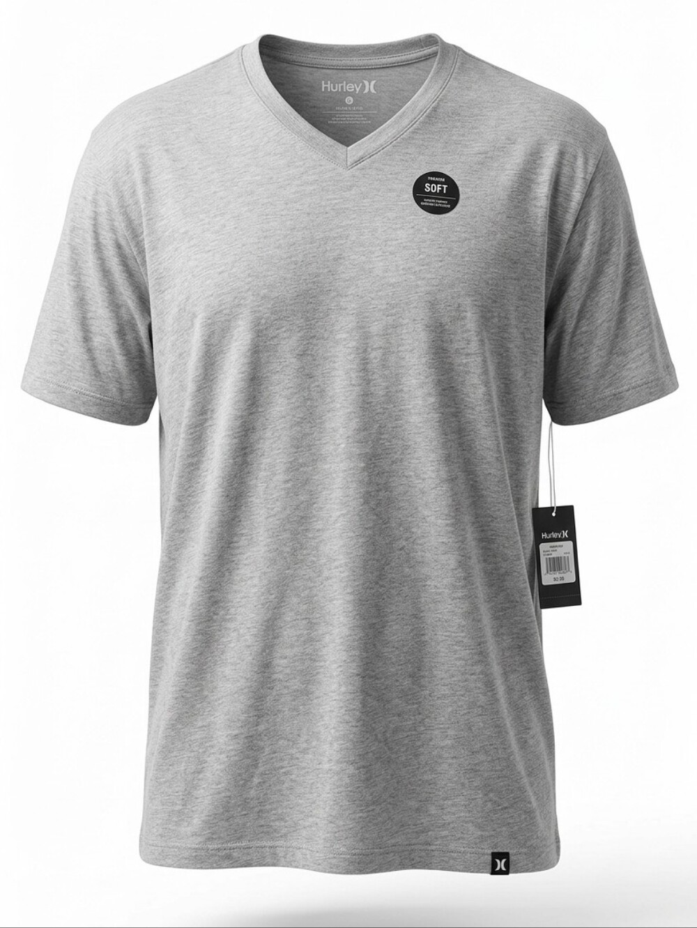 Hurley Men's Grey V-Neck Short Sleeve Shirt